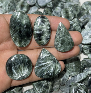 2026 Handmade Smooth Natural Seraphinite Loose Cabochons Mixed Shape and Sizes for Healing Jewelry All Sizes Included - Product Image 2