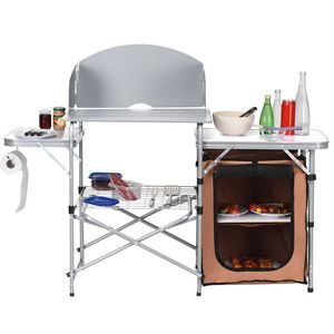 Portable Foldable Outdoor <b>BBQ</b> Grilling <b>Table</b> with Windscreen Bag for Camping - Product Image 1