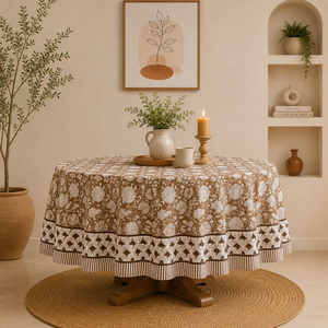 Cotton Round <b>Tablecloth</b> for Enhanced Dining Experience Wedding Decor Table Cover Boho Custom Sizes Tablecover - Product Image 4