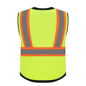 Chaleco de seguridad de alta visibilidad con cinta reflectante para seguridad en la obra, tela de malla transpirable para gestión de trabajos al aire libre - Product Image 2