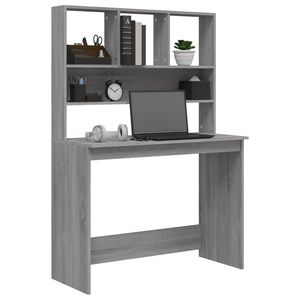 Bureau d'ordinateur rectangulaire moyen gris Sonoma en bois d'ingénierie, style élégant - Product Image 4