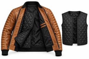 Chaqueta Bomber de Cuero Genuino para Hombre, Estilo Motero, con Hombros Acolchados, Tallas Grandes, Ropa Exterior Informal Acolchada, Venta al Por Mayor Directa de Fábrica - Product Image 6