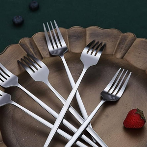 Ensemble de fourchettes en acier inoxydable, finition satinée, modernes, pour desserts et gâteaux, couverts durables pour les fêtes - Product Image 1