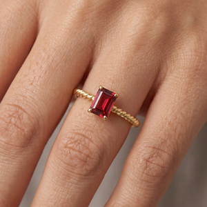 Natural Red Fire <b>Garnet</b> Gemstone <b>Ring</b> Memoria Jewels 925 <b>Silver</b> Yellow Gold Plated IGI Certified Prong Setting Trendy Handmade - Product Image 5