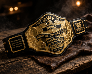 Réplica del Cinturón de Campeonato Mundial de Lucha Libre de la WWF con Forro de PU Personalizado, Cinturón de Título Grabado en Oro y Negro para Fanáticos de la WWE - Product Image 4