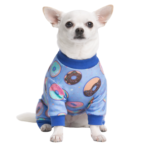 Dog <b>Pajamas</b> <b>Onesie</b> Donuts Print Soft Stretch Pet Sleepwear Cozy Breathable All Season Nightwear For Small Medium Dogs Indoors - Product Image 1