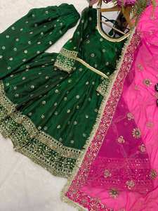 Salwar de Seda de Diseño: Bordado de Seda Fandy Pesada con Lentejuelas de 5mm y Manga Larga, Precio de Exportación - Product Image 4