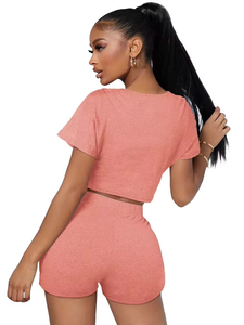 Ensemble deux pièces pour femmes, haut court en coton et short, avec sweat à capuche, hauts longs, été, imperméable, respirant, écologique - Product Image 6