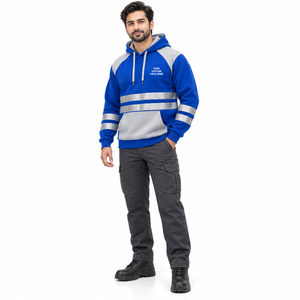 Sweat-shirt de sécurité haute visibilité ANSI Classe 2, imperméable, avec LED clignotantes, logo personnalisé pour les ingénieurs sur le terrain, construction, pull-over - Product Image 2