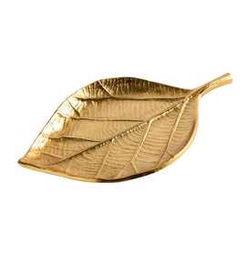 Plateau décoratif en feuille d'or, design moderne végétal, forme irrégulière, plat de service en aluminium poli pour la décoration intérieure - Product Image 4