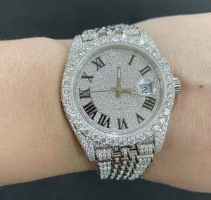 Reloj de Cuarzo con Diamantes Moissanite VVS de Lujo y Alta Calidad, Completamente Cubierto de Piedras, en Acero Inoxidable, Resistente al Agua 10m, Ideal para Fiestas, Bodas y Regalos - Product Image 6