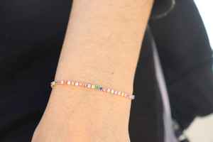 Bracelet tennis CZ plaqué rhodium noir, pierres précieuses multicolores, bijoux de luxe, bracelet ajustable pour femmes - Product Image 2