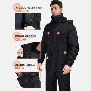 Best Quality Men's Lightweight Running Waterproof <b>Windbreaker</b> Set <b>Black</b> Color Long Sleeve <b>Windbreaker</b> Suit For Sports Training - Product Image 3