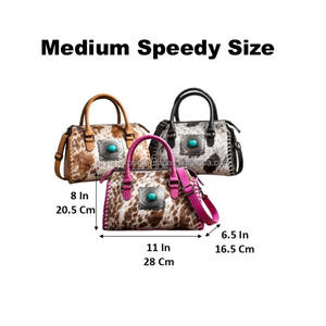 Sac de voyage Speedy en cuir de vachette façonné à la main avec concho, motif premium, parfait pour les femmes - Collection March Expo 2026 - Product Image 2