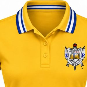 Camiseta Polo Sigma Gamma Rho Amarilla para Mujer, Manga Corta, con Cuello, Letras Griegas, Ropa de Sororidad, Informal, para Golf y Deportes - Product Image 6