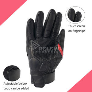Guantes de cuero vintage de alta calidad para motocicleta, logotipo personalizado, MOQ bajo, guantes de cuero perforados para hombre, guantes de motociclista estilo Cafe Racer - Product Image 3