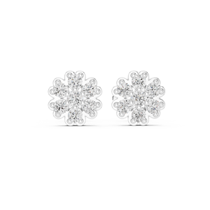 Pendientes de Diamantes Cultivados en Laboratorio con Diseño Floral Plateado de Lujo, Joyería Fina de Moda para Mujer, Regalo de Boda o Compromiso - Product Image 1