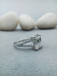 Fino 18K Oro blanco sólido VVS Lab Grown Diamond Solitaire Anillo de compromiso Classic Eternity Wedding Band para fiestas - Product Image 2