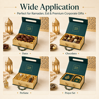 Boîte cadeau magnétique pliable de luxe personnalisée avec poignée à chaîne résistante et plateau intérieur doré intégré pour les cadeaux du Ramadan et de l'Aïd
