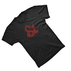 T-shirt en tricot noir à manches courtes pour homme avec imprimé graphique D20 rouge, col rond, coupe oversize, décontracté, 100 % coton - Product Image 3
