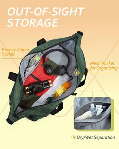 Sac de sport avec compartiment à chaussures, poche imperméable, sac de week-end résistant à l'eau, sac de sport pour la natation, le yoga et l'entraînement - Product Image 6
