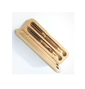 Caja de madera personalizada para bolígrafos con logotipo, bolígrafo de punta redonda, pluma estilográfica con caja de color a juego, caja doble para bolígrafos a un precio razonable - Product Image 1