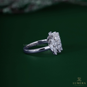 1.2CT Multi <b>Row</b> Marquise Cut Lab Grown Diamond Eternity Band Ring 14K White Gold Cluster Wedding Promise Rings for Women <b>Gift</b> - Product Image 4