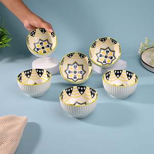 Ensemble de 4 bols en porcelaine écologiques et artistiques, résistants au micro-ondes et à la chaleur, technique de personnalisation pour bols à soupe - Product Image 6