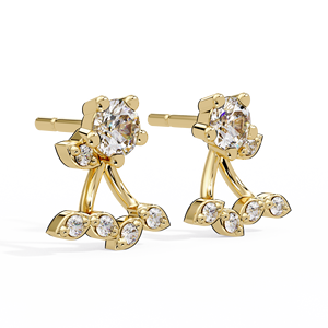 Pendientes Florales de Lujo con Diamantes de Laboratorio de Corte Redondo, Oro Puro de 18K, Pendientes Marquise Illusion, Pendientes de Novia para Boda - Product Image 2