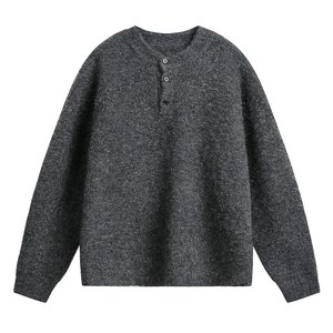 Men's Premium Casual <b>Henley</b> Sweater <b>Long</b> <b>Sleeve</b> Knitted Pullover Button Front Warm Soft Winter Knitwear Wholesale Apparel - Product Image 1