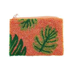 กระเป๋าใส่เหรียญสีชมพูประดับลูกปัดทำมือ ลายปักตัวอักษรสีเขียว งานฝีมือสำหรับสาวๆ วัสดุผ้าทรงสี่เหลี่ยมผืนผ้า พร้อมซิป เหมาะสำหรับงานปาร์ตี้คริสต์มาส - Product Image 2