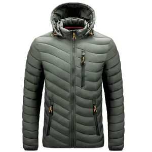 Chaqueta Acolchada con Capucha para Hombre, Invierno, Delgada, Relleno de Poliéster, Cortavientos, Casual, Cierre Frontal con Cremallera, Diseño con Bloques de Color, Corte Regular, Exterior de Algodón - Product Image 1