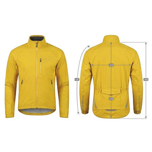 Veste de cyclisme et imperméable jaune pour homme, coupe régulière, en polyester, résistante à l'eau, avec fermeture éclair et col montant - Product Image 3