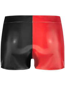 Men's High Waist PU Coated Shorts Black Red Zipper Fly Solid Color Gothic Style Short Shorts With Pockets - Product Image 2