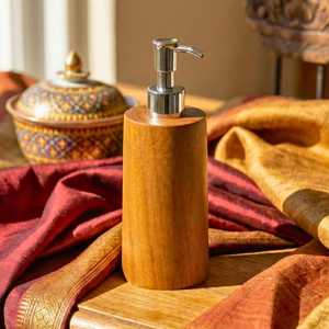 Distributeur de savon rond en bois fait main, design tendance et très vendu, facile à nettoyer, accessoire de salle de bain par UO INDIA - Product Image 6