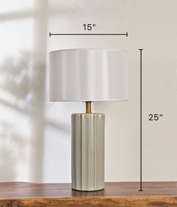 Modern Industrial Concrete <b>Table</b> Lamp Nordic Grey Cement Gold <b>LED</b> <b>Bedside</b> Light Fabric Shade for Bedroom Living Room Decor - Product Image 2