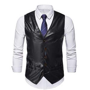 Top Trending Men's Leather <b>Denim</b> Vest Unique Plus-Size Front Pockets OEM Low MOQ Sleeveless Winter Heated Breathable Waistcoat - Product Image 3