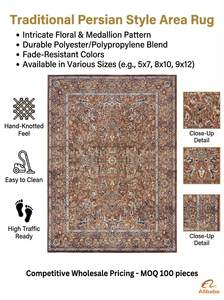 Alfombra de Seda Tejida a Mano, Estilo Persa, con Patrón Floral Ikat, de Lujo, Antibacteriana, Ecológica, de Pelo Medio, para Sala de Estar - Product Image 6