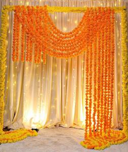 Guirnalda de Caléndulas Artificiales al por Mayor, Color Naranja, para Diwali, Bodas, Fiestas, Navidad, San Valentín - Product Image 1