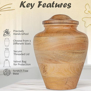 Handmade Mango Wood Funeral Urn Wooden Ash Urn for Human Cremation Remains by AYAANS - Product Image 3