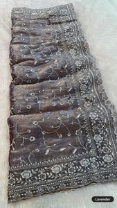 Sari reversible de seda modal para mujer, negro y burdeos, tradicional indio pakistaní, para bodas y fiestas, largo hasta el suelo, sari étnico. - Product Image 4
