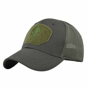 Gorra Trucker de Lona Bordada con Calavera Punisher, Negra, 6 Paneles, Ajustable, Unisex, Casual para Exteriores, para las Cuatro Estaciones - Product Image 3