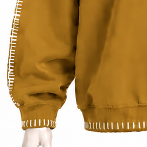 Sweat-shirt à col rond pour homme, jaune moutarde, avec bordure cousue, effet usé, coupe ample, manches longues, pull décontracté, streetwear, haut tendance - Product Image 6