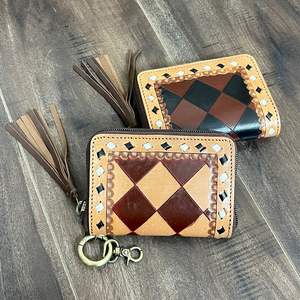 Monedero pequeño de cuero a cuadros a la moda, Mini Cartera de cuero de vaca, tarjetero múltiple, monedero con cremallera para mujer - Product Image 5