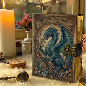 Diario de Cuero Vintage Dragon, Libro de Sombras, Grimorio, Diario de Escritura de Cuero Genuino Hecho a Mano, Cuaderno de Regalo de Fantasía - Product Image 4