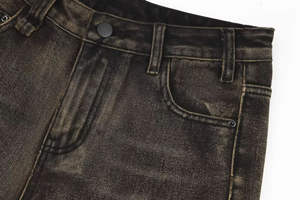 Pantalones Cortos de Mezclilla en Liquidación, Delgados, Modernos, Rotos, Ajustados, Rectos, Desgastados, con Cinturón, Transpirables, 100% Algodón, Sólidos, Casuales - Product Image 2