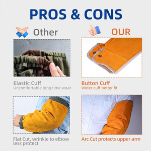 Mangas de Protección para Brazos de Cuero Vacuno de Primera Calidad, Certificación ANSI/ISEA Nivel de Corte 2 CE, Personalizables, para Soldadura - Product Image 3