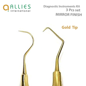 Kit de Exploración Dental, Juego de Instrumentos de Acero Inoxidable Dorado, Alta Calidad, Duradero, Fácil de Limpiar, Uso Profesional - Product Image 2