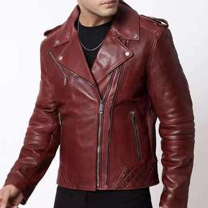 Veste d'hiver en cuir véritable pour homme, col montant, fermeture éclair, coupe ajustée, blazer tendance, manteau pour jeune homme, design OEM de haute qualité - Product Image 6