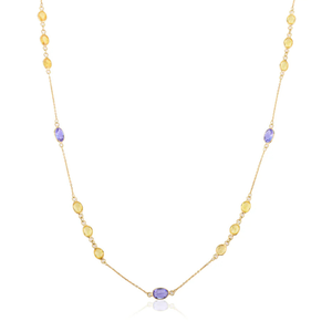 NOVA 18K Yellow Gold Multi Gemstone Chain Necklace-Daily Wear - Product Image 2